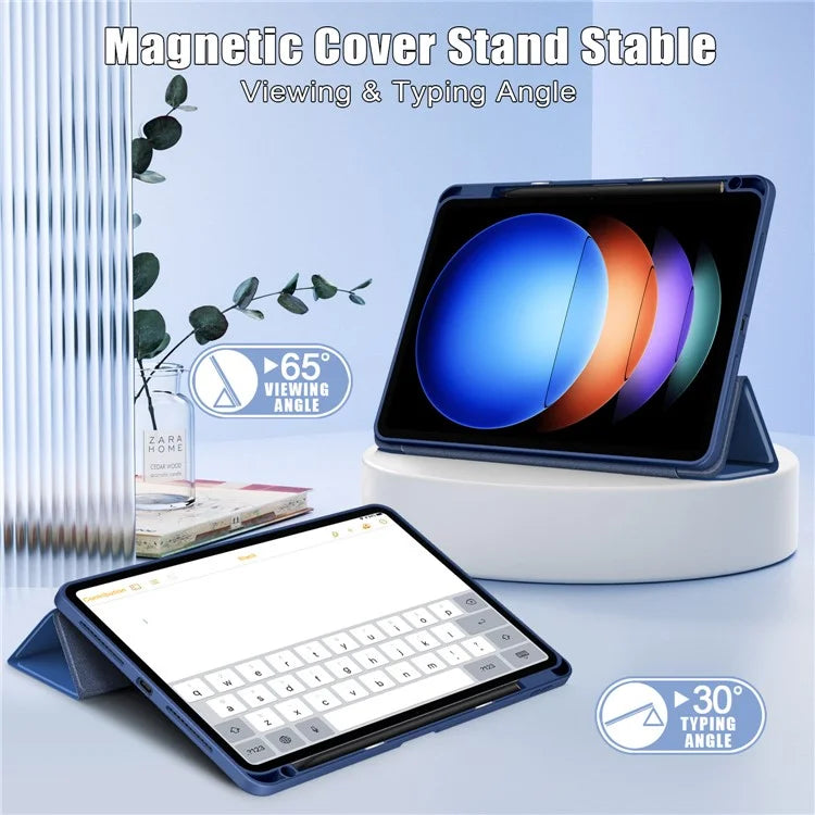 For Xiaomi Pad 6S Pro 12.4 Case Tri-fold Stand PU Leather Tablet Cover with Pen Slot