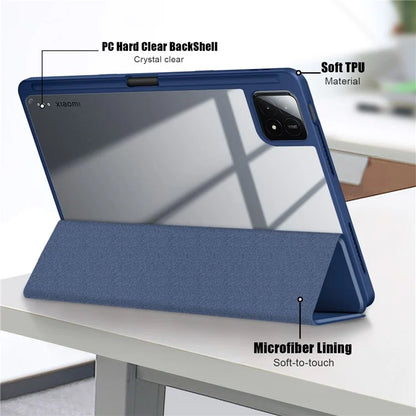 For Xiaomi Pad 6S Pro 12.4 Case Tri-fold Stand PU Leather Tablet Cover with Pen Slot