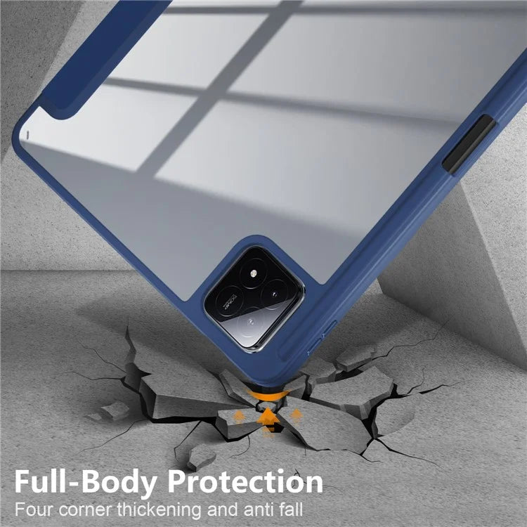 For Xiaomi Pad 6S Pro 12.4 Case Tri-fold Stand PU Leather Tablet Cover with Pen Slot