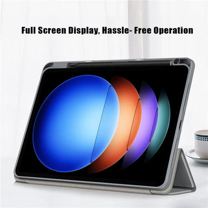 For Xiaomi Pad 6S Pro 12.4 Case Tri-fold Stand PU Leather Tablet Cover with Pen Slot