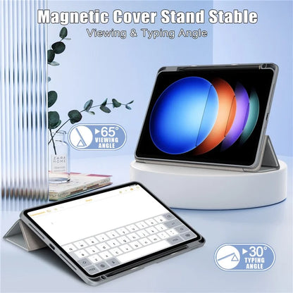 For Xiaomi Pad 6S Pro 12.4 Case Tri-fold Stand PU Leather Tablet Cover with Pen Slot