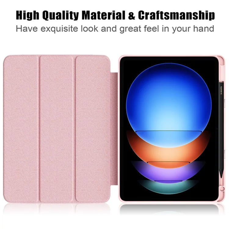 For Xiaomi Pad 6S Pro 12.4 Case Tri-fold Stand PU Leather Tablet Cover with Pen Slot