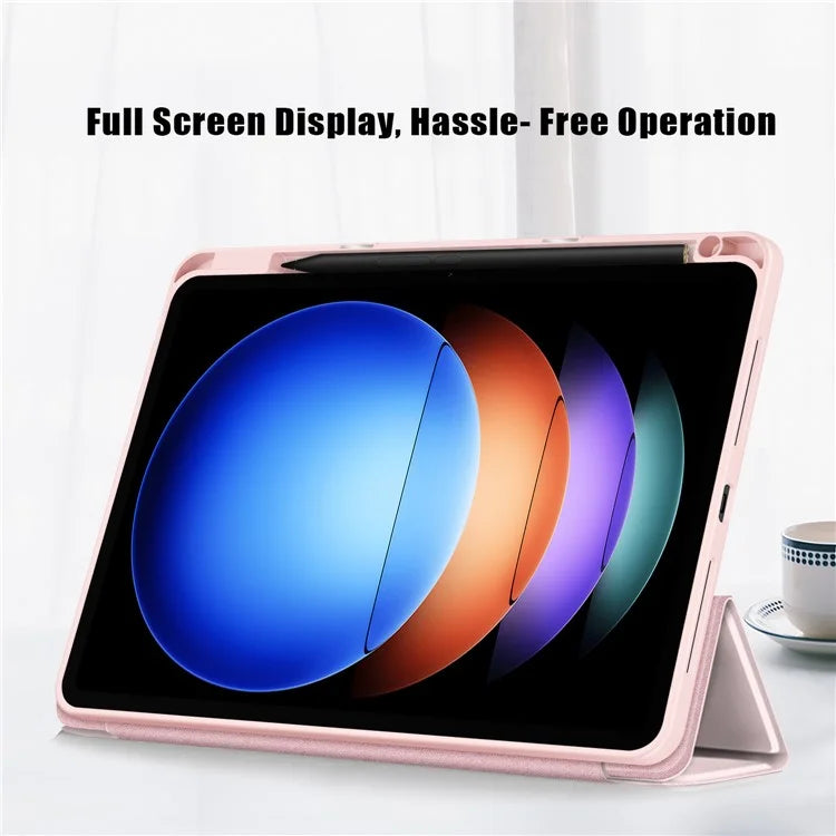 For Xiaomi Pad 6S Pro 12.4 Case Tri-fold Stand PU Leather Tablet Cover with Pen Slot