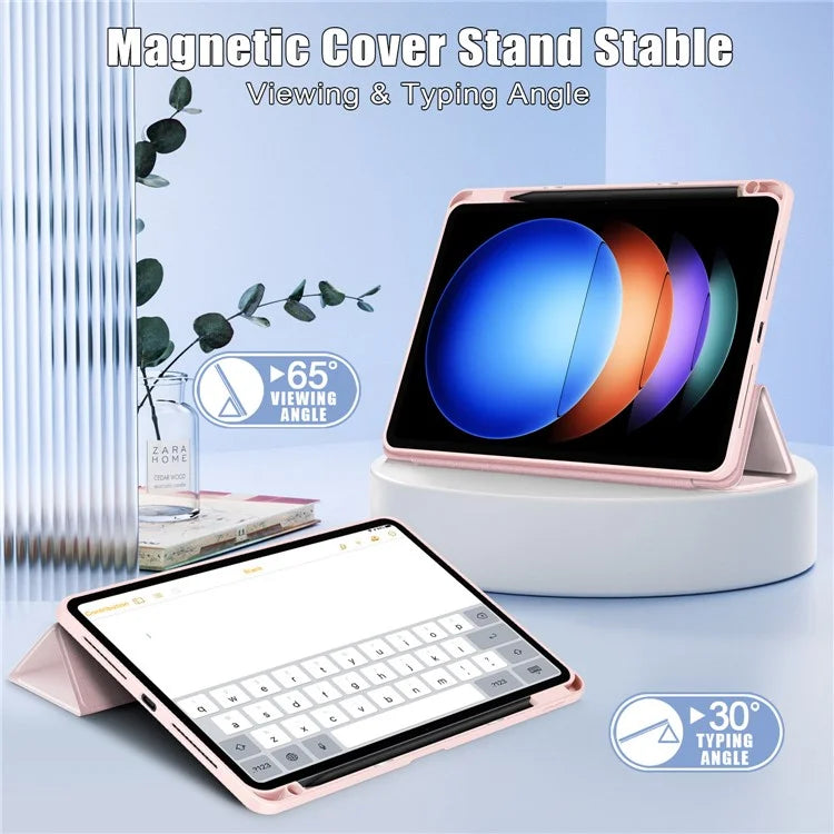 For Xiaomi Pad 6S Pro 12.4 Case Tri-fold Stand PU Leather Tablet Cover with Pen Slot