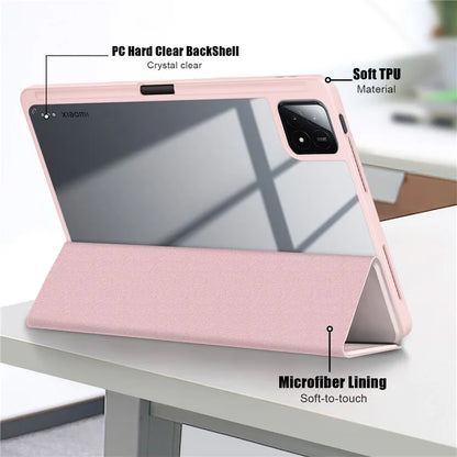 For Xiaomi Pad 6S Pro 12.4 Case Tri-fold Stand PU Leather Tablet Cover with Pen Slot