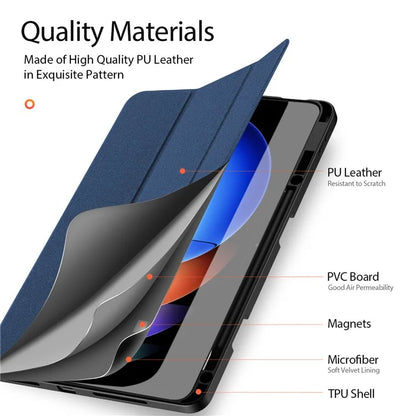 DUX DUCIS Domo Series for Xiaomi Pad 6S Pro 12.4 Leather Case Auto Wake / Sleep Tri-fold Stand Tablet Cover
