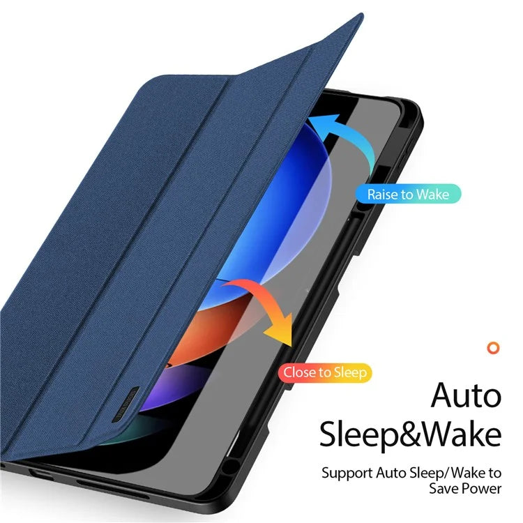 DUX DUCIS Domo Series for Xiaomi Pad 6S Pro 12.4 Leather Case Auto Wake / Sleep Tri-fold Stand Tablet Cover
