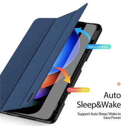 DUX DUCIS Domo Series for Xiaomi Pad 6S Pro 12.4 Leather Case Auto Wake / Sleep Tri-fold Stand Tablet Cover