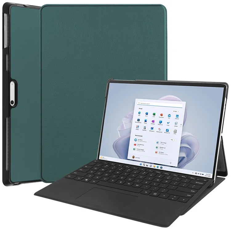 For Microsoft Surface Pro 10 / Pro 11 Case PU Leather Folding Stand Folio Tablet Coverish Green