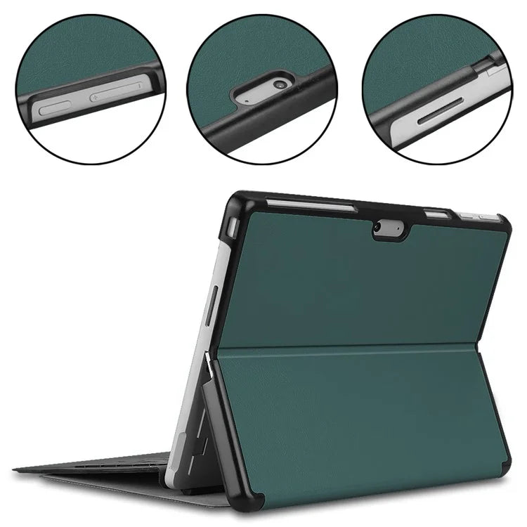 For Microsoft Surface Pro 10 / Pro 11 Case PU Leather Folding Stand Folio Tablet Coverish Green