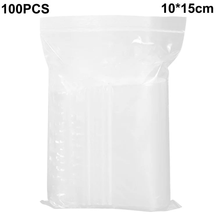 MX-054 100Pcs / Pack Grip Seal Bags 10 x 15cm Reusable PE Packaging for Beads Jewelry Snacks