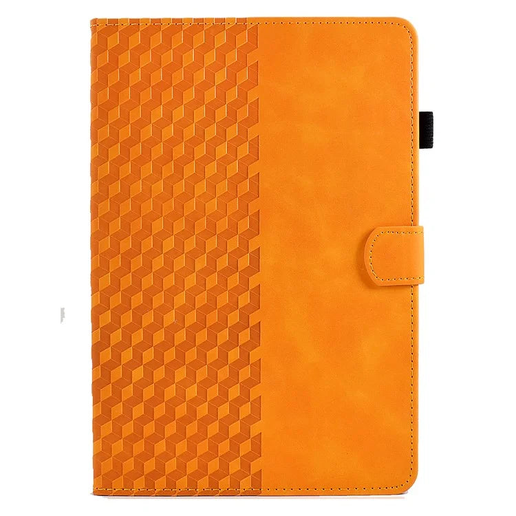 A6 For Amazon Fire HD 10 (2023) Leather Case Block Pattern Imprinted Card Slots Tablet Cover