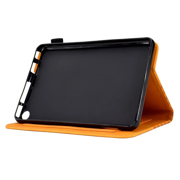 A6 For Amazon Fire HD 10 (2023) Leather Case Block Pattern Imprinted Card Slots Tablet Cover