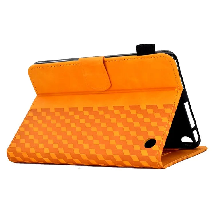 A6 For Amazon Fire HD 10 (2023) Leather Case Block Pattern Imprinted Card Slots Tablet Cover