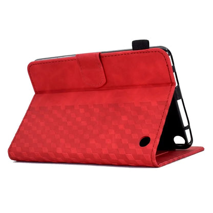 A6 For Amazon Fire HD 10 (2023) Leather Case Block Pattern Imprinted Card Slots Tablet Cover