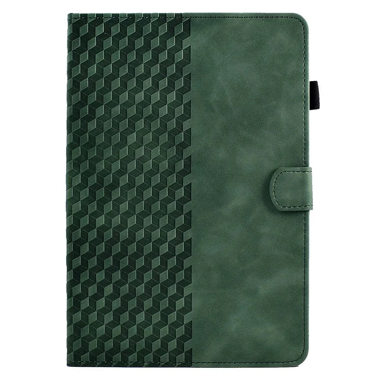 A6 For Amazon Fire HD 10 (2023) Leather Case Block Pattern Imprinted Card Slots Tablet Cover