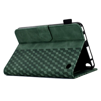A6 For Amazon Fire HD 10 (2023) Leather Case Block Pattern Imprinted Card Slots Tablet Cover