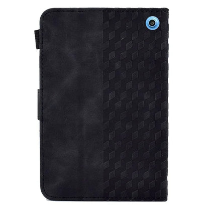 A6 For Amazon Fire HD 10 (2023) Leather Case Block Pattern Imprinted Card Slots Tablet Cover