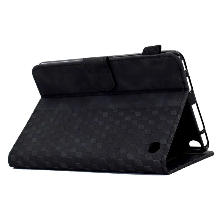 A6 For Amazon Fire HD 10 (2023) Leather Case Block Pattern Imprinted Card Slots Tablet Cover