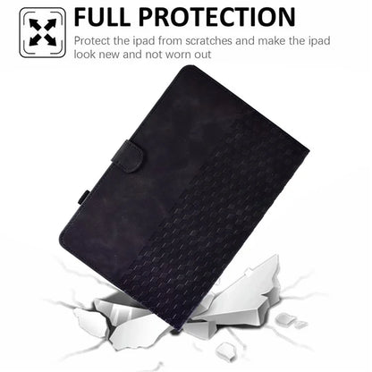 A6 For Amazon Fire HD 10 (2023) Leather Case Block Pattern Imprinted Card Slots Tablet Cover