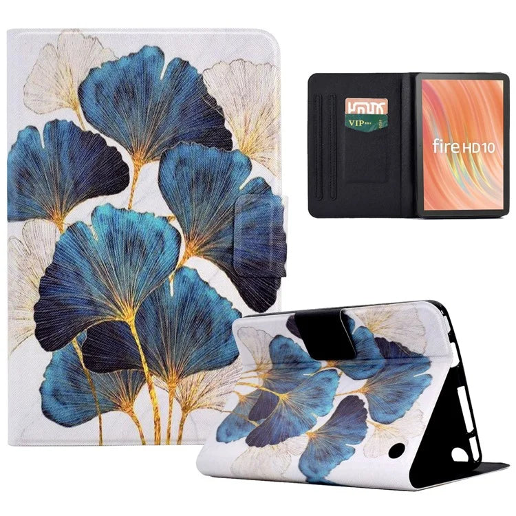 A2 For Amazon Fire HD 10 (2023) Case Pattern Printed PU Leather Tablet Cover with Card Slots