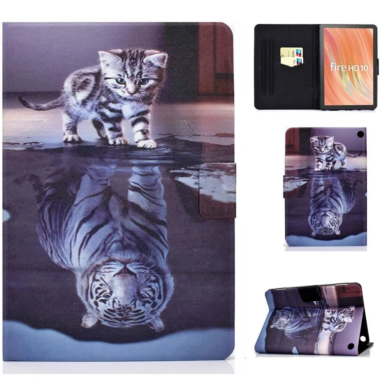 A2 For Amazon Fire HD 10 (2023) Case Pattern Printed Card Holder Tablet Cover