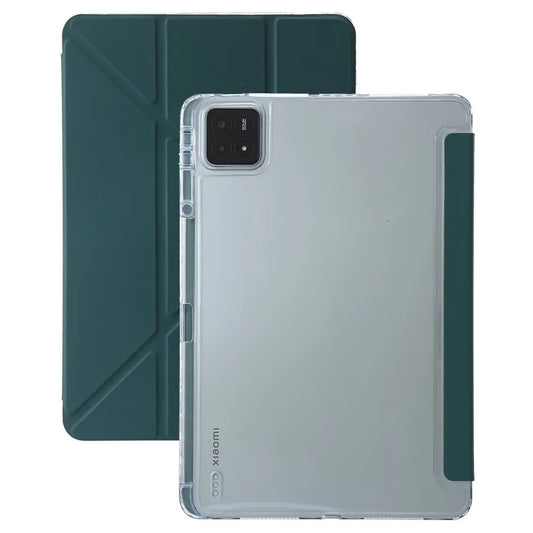 For Xiaomi Pad 6S Pro 12.4 Tablet Case Origami Stand TPU+Acrylic+PU Leather Anti-drop Coverish Green