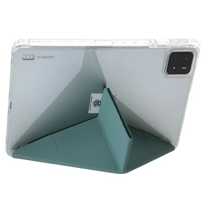 For Xiaomi Pad 6S Pro 12.4 Tablet Case Origami Stand TPU+Acrylic+PU Leather Anti-drop Coverish Green
