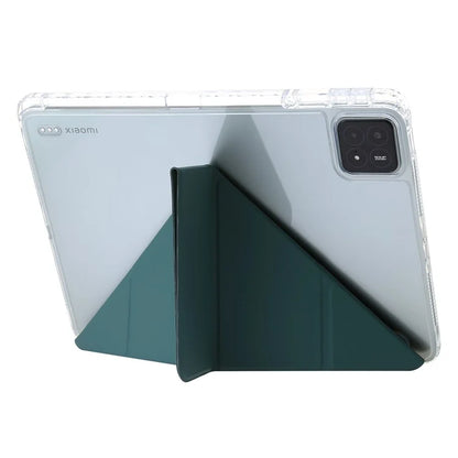 For Xiaomi Pad 6S Pro 12.4 Tablet Case Origami Stand TPU+Acrylic+PU Leather Anti-drop Coverish Green