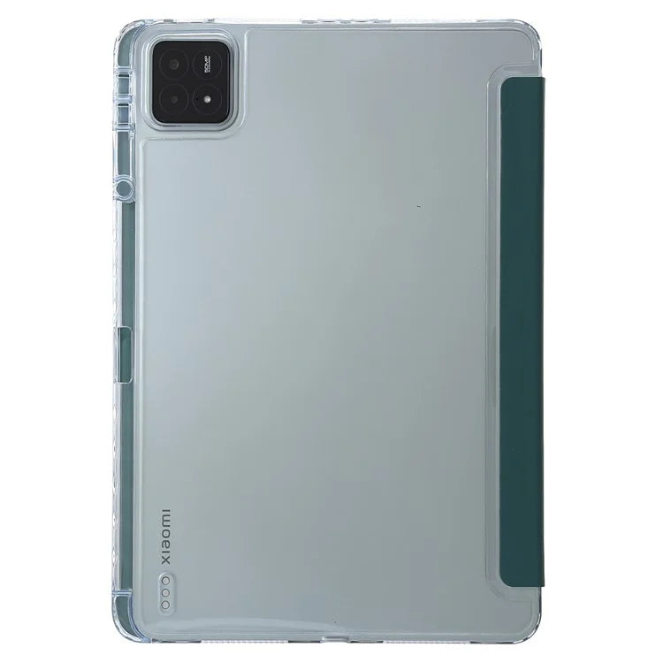 For Xiaomi Pad 6S Pro 12.4 Tablet Case Origami Stand TPU+Acrylic+PU Leather Anti-drop Coverish Green