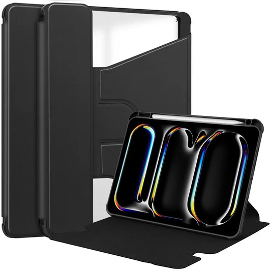 For iPad Pro 11 (2024) Case Rotary Stand Leather+Acrylic Tablet Cover (without Keyboard)
