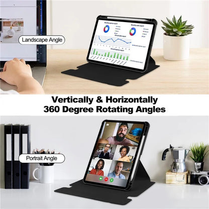 For iPad Pro 11 (2024) Case Rotary Stand Leather+Acrylic Tablet Cover (without Keyboard)
