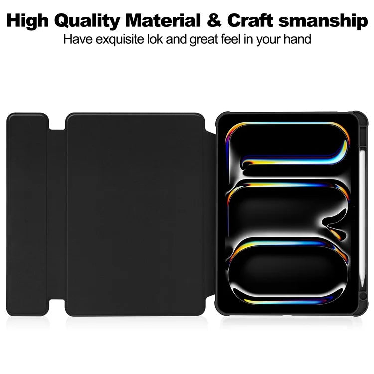 For iPad Pro 11 (2024) Case Rotary Stand Leather+Acrylic Tablet Cover (without Keyboard)