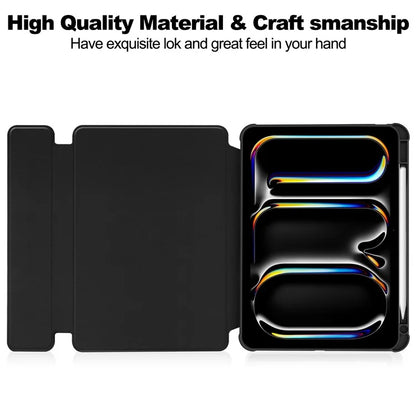For iPad Pro 11 (2024) Case Rotary Stand Leather+Acrylic Tablet Cover (without Keyboard)