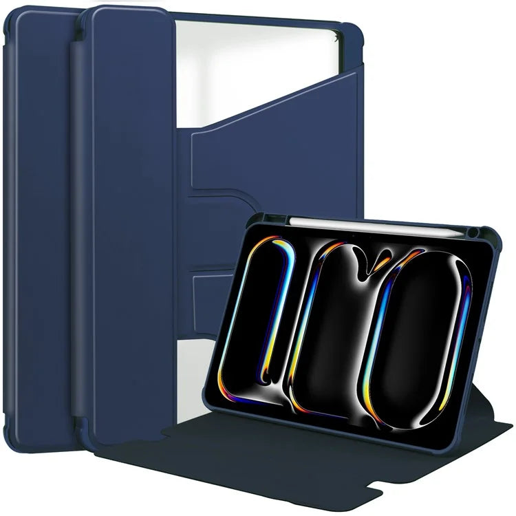 For iPad Pro 11 (2024) Case Rotary Stand Leather+Acrylic Tablet Cover (without Keyboard)