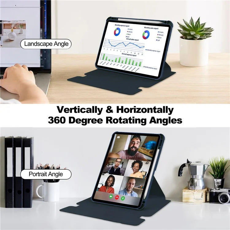For iPad Pro 11 (2024) Case Rotary Stand Leather+Acrylic Tablet Cover (without Keyboard)