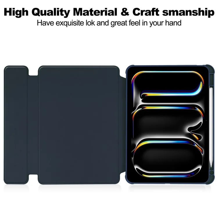 For iPad Pro 11 (2024) Case Rotary Stand Leather+Acrylic Tablet Cover (without Keyboard)