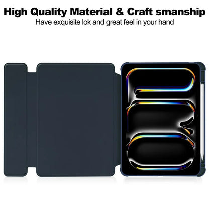 For iPad Pro 11 (2024) Case Rotary Stand Leather+Acrylic Tablet Cover (without Keyboard)