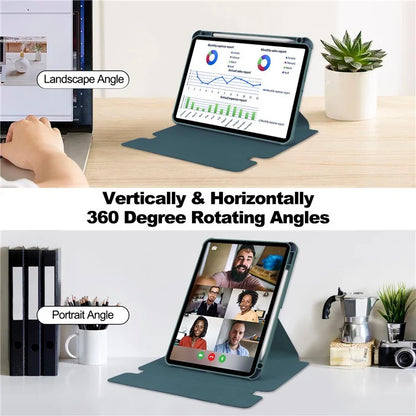 For iPad Pro 11 (2024) Case Rotary Stand Leather+Acrylic Tablet Cover (without Keyboard)ish Green