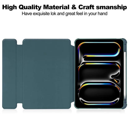 For iPad Pro 11 (2024) Case Rotary Stand Leather+Acrylic Tablet Cover (without Keyboard)ish Green