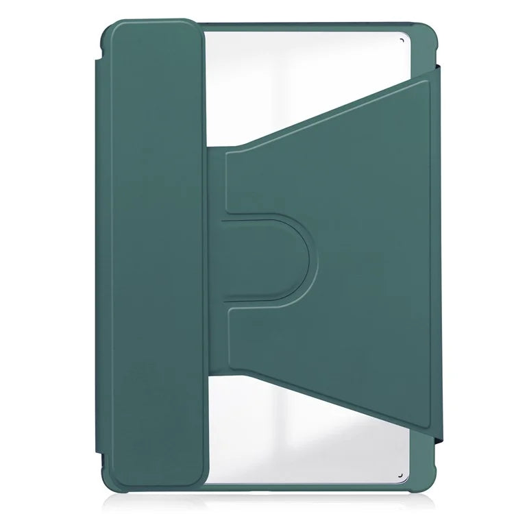 For iPad Pro 11 (2024) Case Rotary Stand Leather+Acrylic Tablet Cover (without Keyboard)ish Green