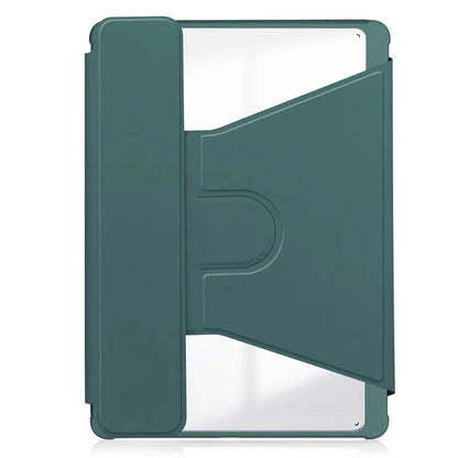 For iPad Pro 11 (2024) Case Rotary Stand Leather+Acrylic Tablet Cover (without Keyboard)ish Green