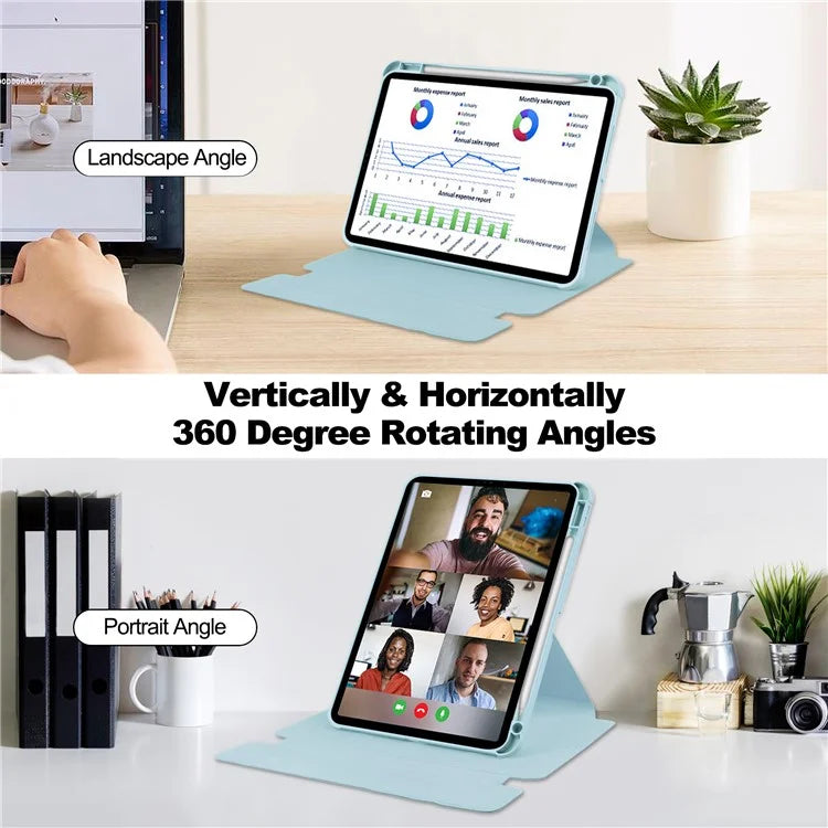 For iPad Pro 11 (2024) Case Rotary Stand Leather+Acrylic Tablet Cover (without Keyboard)