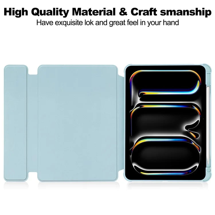 For iPad Pro 11 (2024) Case Rotary Stand Leather+Acrylic Tablet Cover (without Keyboard)