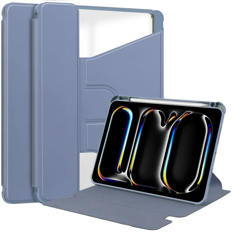 For iPad Pro 11 (2024) Case Rotary Stand Leather+Acrylic Tablet Cover (without Keyboard)