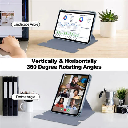 For iPad Pro 11 (2024) Case Rotary Stand Leather+Acrylic Tablet Cover (without Keyboard)