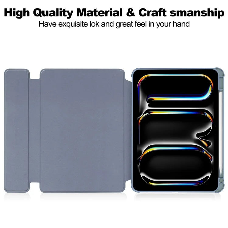 For iPad Pro 11 (2024) Case Rotary Stand Leather+Acrylic Tablet Cover (without Keyboard)