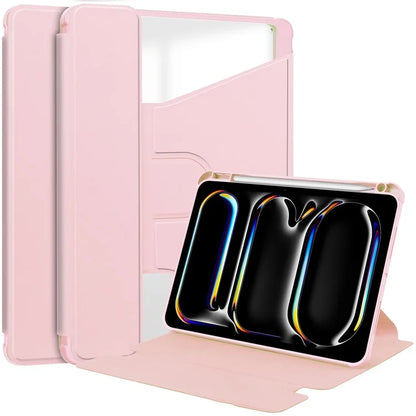 For iPad Pro 11 (2024) Case Rotary Stand Leather+Acrylic Tablet Cover (without Keyboard)