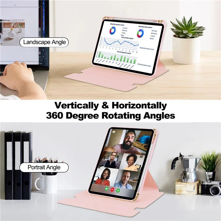 For iPad Pro 11 (2024) Case Rotary Stand Leather+Acrylic Tablet Cover (without Keyboard)