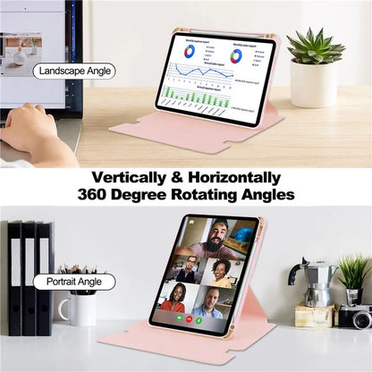 For iPad Pro 11 (2024) Case Rotary Stand Leather+Acrylic Tablet Cover (without Keyboard)
